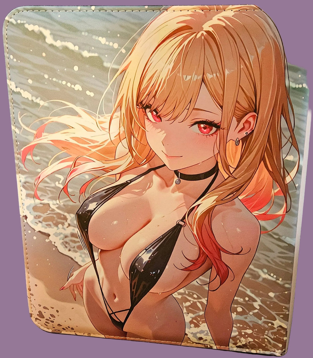 Mouse pad with anime-style design of a character with long hair on a textured surface.
