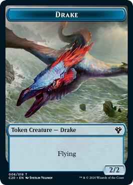 Magic: The Gathering - Commander 2020 - Drake // Goblin Warrior Double-Sided Token - Token - Normal