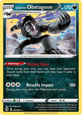 Pokemon Champion's Path Galarian Obstagoon - Anime Card Craze