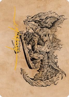 MTG - Battle for Baldur's Gate - Miirym, Sentinel Wyrm Art Card (Gold-Stamped Signature) - Anime Card Craze