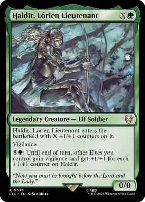 Magic: The Gathering - Commander: The Lord of the Rings: Tales of Middle-earth - Haldir, Lorien Lieutenant - Rare - Normal