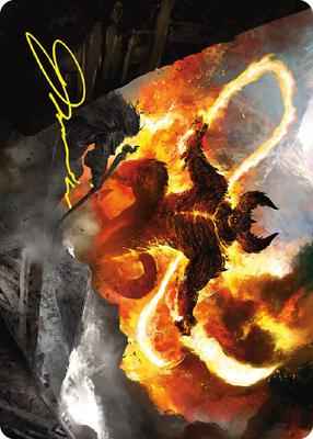 Magic: The Gathering - Art Series: Universes Beyond: The Lord of the Rings: Tales of Middle-earth - The Balrog, Flame of Udun Art Card (Gold-Stamped Signature) - Special - Normal