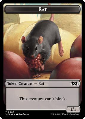 Magic: The Gathering - Wilds of Eldraine - Rat // Food (0013) Double-Sided Token - Foil - Anime Card Craze