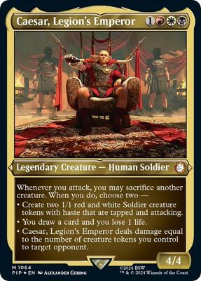 Magic: The Gathering - Universes Beyond: Fallout - Caesar, Legion's Emperor (Display Commander) - Thick Stock - Foil - Anime Card Craze