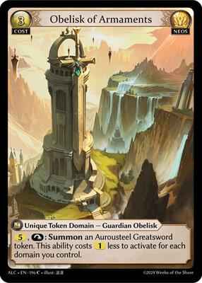Grand Archive TCG - Alchemical Revolution - Obelisk of Armaments - 196 - Normal