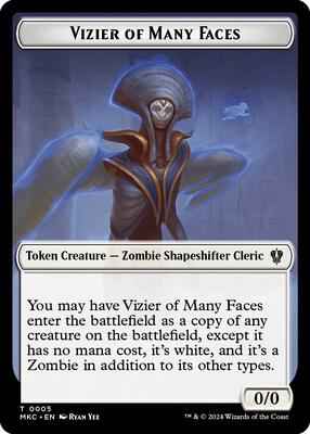 Magic: The Gathering - Commander: Murders at Karlov Manor - Vizier of Many Faces // Zombie Double-Sided Token - Normal