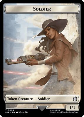 Magic: The Gathering - Universes Beyond: Fallout - Soldier (0004) // Treasure (0019) Double-Sided Token - Normal - Anime Card Craze