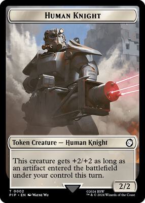 Magic: The Gathering - Universes Beyond: Fallout - Human Knight // Food (0014) Double-Sided Token - Normal - Anime Card Craze