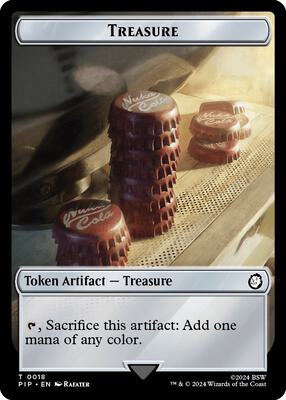 Magic: The Gathering - Universes Beyond: Fallout - Treasure (0018) // Human Knight Double-Sided Token - Normal - Anime Card Craze