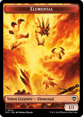Magic: The Gathering - Commander: Outlaws of Thunder Junction - Elemental (0014) // Soldier (0026) Double-Sided Token - Normal - Anime Card Craze