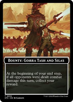 Magic: The Gathering - Commander: Outlaws of Thunder Junction - Bounty: Gorra Tash and Silas // Bounty Rules Double-Sided Token - Normal - Anime Card Craze