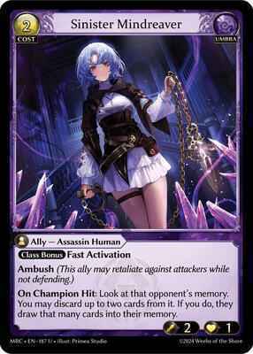 Grand Archive TCG - Mercurial Heart - Sinister Mindreaver - 187 - Normal