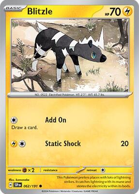 Pokemon SV08: Surging Sparks Blitzle - Anime Card Craze