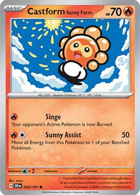 Pokemon - SV08: Surging Sparks - Castform Sunny Form - 020/191 - Anime Card Craze