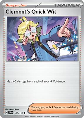 Pokemon SV08: Surging Sparks Clemont's Quick Wit - 167/191 - Anime Card Craze