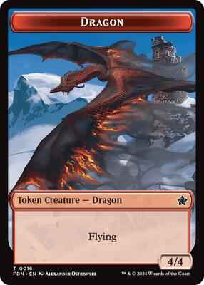 Magic: The Gathering - Foundations - Dragon (0016) // Dragon (0017) Doubled-Sided Token - Token