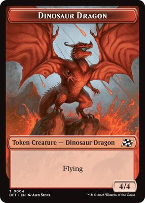 Magic: The Gathering - Aetherdrift - Dinosaur Dragon // Treasure Double-Sided Token - Foil - Anime Card Craze