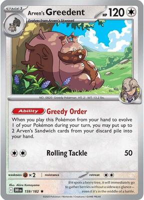 Pokemon SV10: Destined Rivals Arven's Greedent - 159/182 - Anime Card Craze