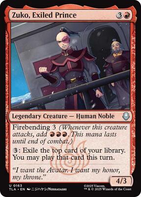 Magic: The Gathering - Avatar: The Last Airbender - Zuko, Exiled Prince - Normal - Anime Card Craze