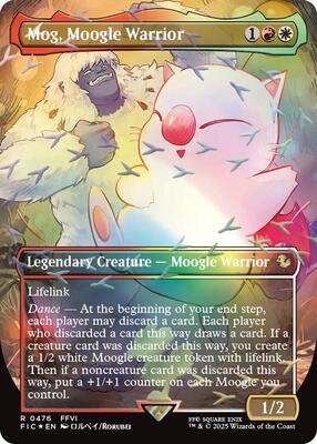 Magic: The Gathering - Commander: FINAL FANTASY - Mog, Moogle Warrior (Borderless) (Chocobo Track Foil) - 476 - Foil