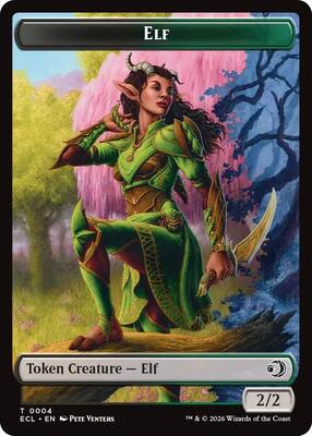 Magic: The Gathering - Lorwyn Eclipsed - Elf // Kithkin (0007) Double-Sided Token - Normal - Anime Card Craze