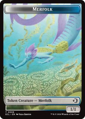 Magic: The Gathering - Lorwyn Eclipsed - Merfolk // Worm Double-Sided Token - Normal - Anime Card Craze
