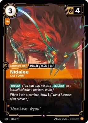 Riftbound: League of Legends Trading Card Game - Unleashed - Nidalee - Cat Form - 114/219 - Rare - Foil