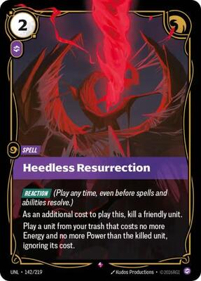 Riftbound: League of Legends Trading Card Game - Unleashed - Heedless Resurrection - Rare - Foil