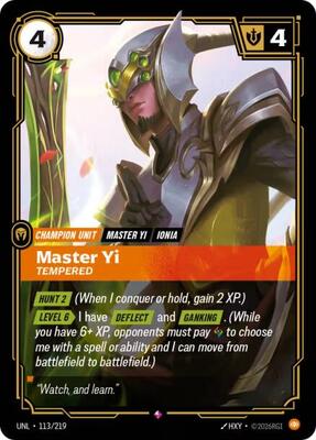 Riftbound: League of Legends Trading Card Game - Unleashed - Master Yi - Tempered - Rare - Foil