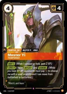 Riftbound: League of Legends Trading Card Game - Unleashed - Master Yi - Tempered - 113/219 - Rare - Foil