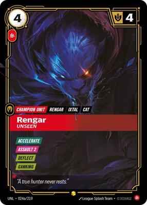 Riftbound: League of Legends Trading Card Game - Unleashed - Rengar - Unseen (Alternate Art) - 024a/219 - Showcase - Foil