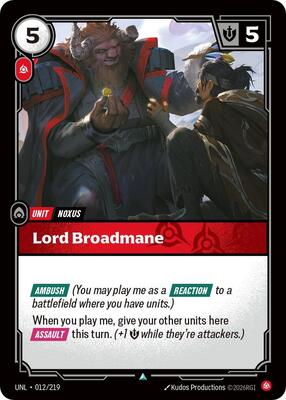 Riftbound: League of Legends Trading Card Game - Unleashed - Lord Broadmane - Uncommon - Normal