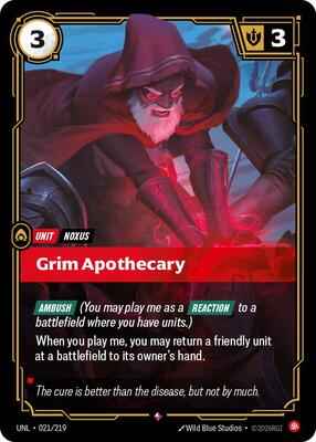 Riftbound: League of Legends Trading Card Game - Unleashed - Grim Apothecary - Rare – 021/219 - Foil