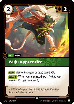 Riftbound: League of Legends Trading Card Game - Unleashed - Wuju Apprentice - Common - Normal