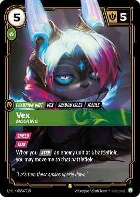 Riftbound: League of Legends Trading Card Game - Unleashed - Vex - Mocking (Alternate Art) - 055a/219 - Showcase - Foil