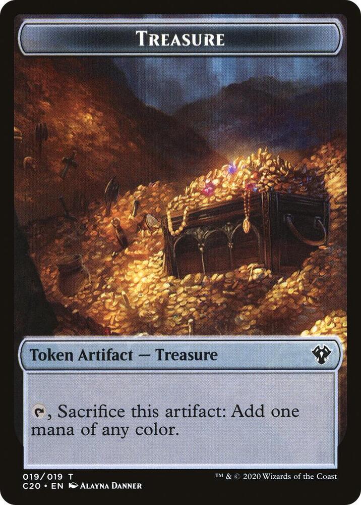 MTG - Commander 2020 - Human // Treasure Double-Sided Token - Anime Card Craze