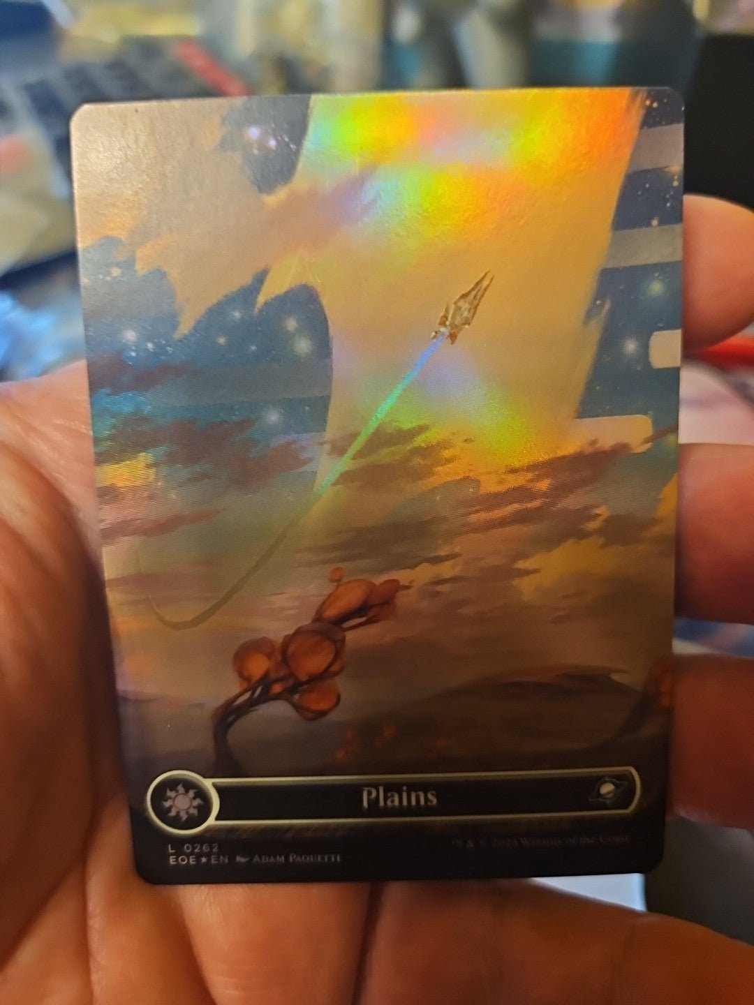 MTG - Edge of Eternities - Plains (262) - Celestial Borderless - NM - Foil - Anime Card Craze