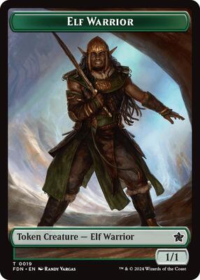 MTG - Foundations - Elf Warrior // Raccoon Doubled-Sided Token - Anime Card Craze